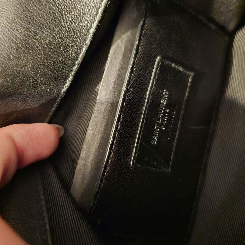 Yves Saint Laurent Black College Chevron Shoulder Bag - Picture 4 of 11
